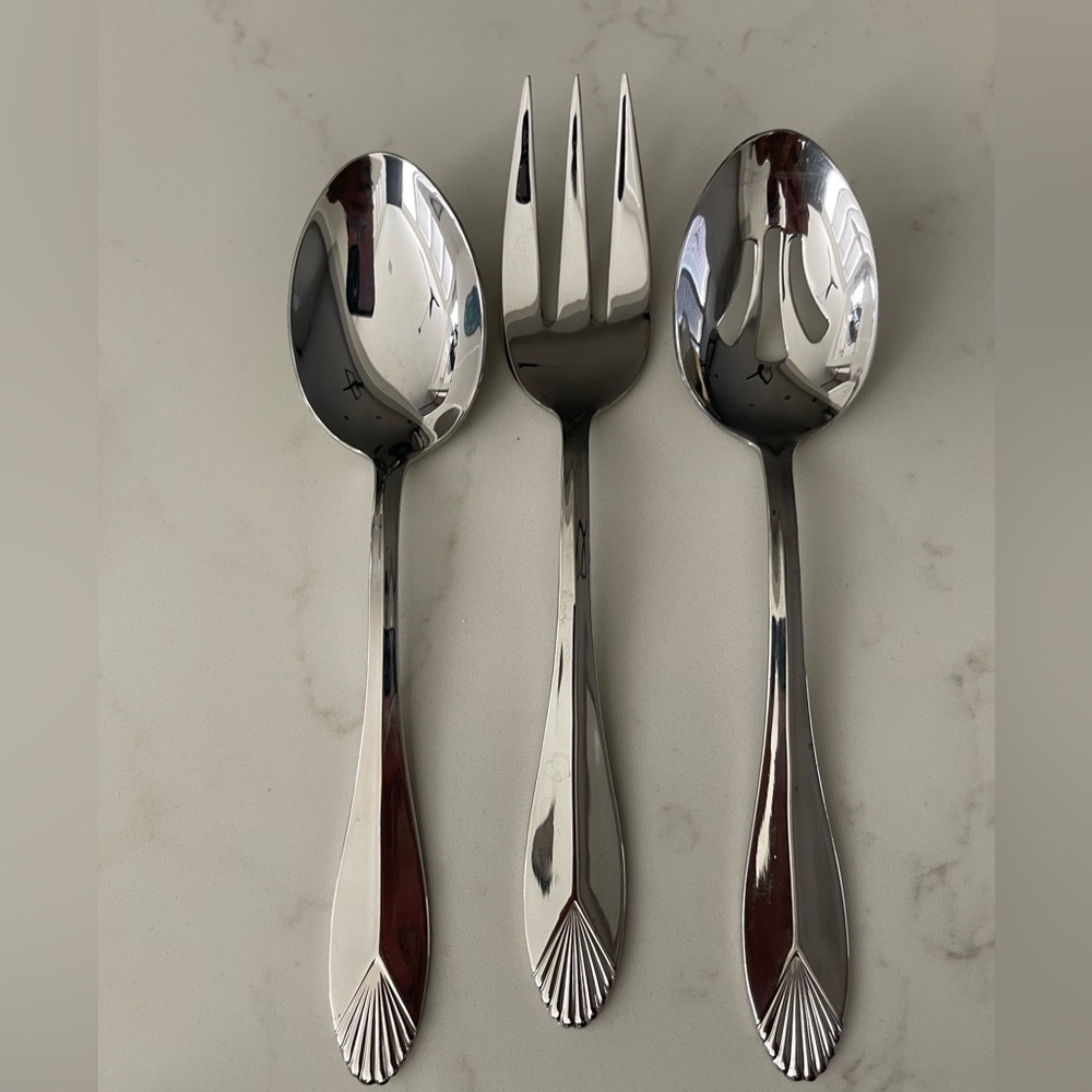 Heritage Mint LTD. 18/10 Stainless SERVING‎ SET Spoons and Fork Set of 3